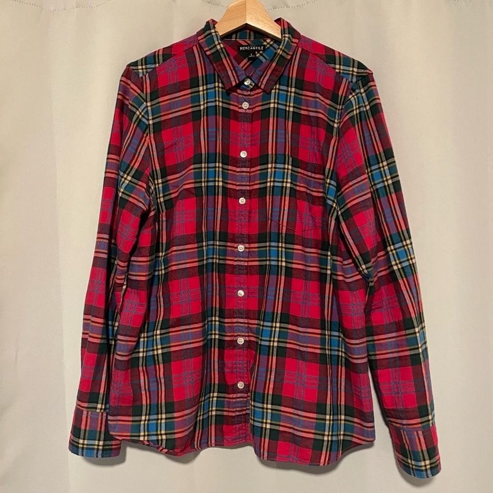 JCrew Factory Flannel, Pink, size Large
